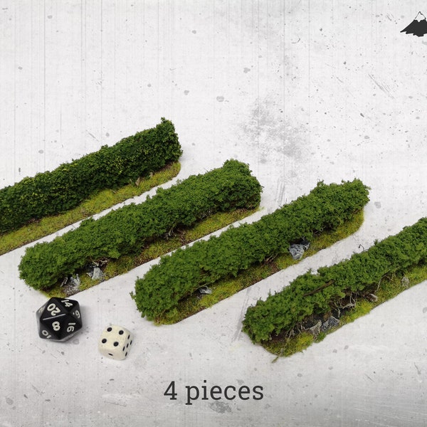 Wargaming Hedges Set - painted, flocked wargaming terrain - obstacle - scenery for RPG and war games - Warhammer, KoW, LotR, Hobbit, D&D