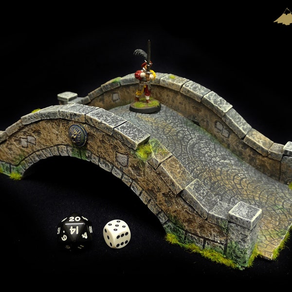 Wargaming Stone Bridge - Gelände, Landschaft für RPG und Kriegsspiele - Warhammer, Age of Sigmar, Pathfinder, LotR, Hobbit, DnD, Saga - bemalt