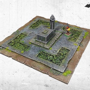 Forgotten Tomb - terreno de fantasia para jogos de guerra pintado e flocado, cenário feito à mão para RPG e jogos de guerra - Warhammer, AoS, KoW, LotR, Hobbit, D&D