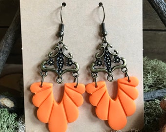 Autumn Chic - Handmade Polymer Clay and Bronze Dangle Earrings