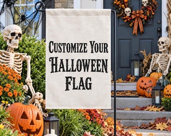Custom Halloween Party Flag With Photo - Double Side Personalized Garden Flags Yard Flag Banner, Trick or Treat Banner