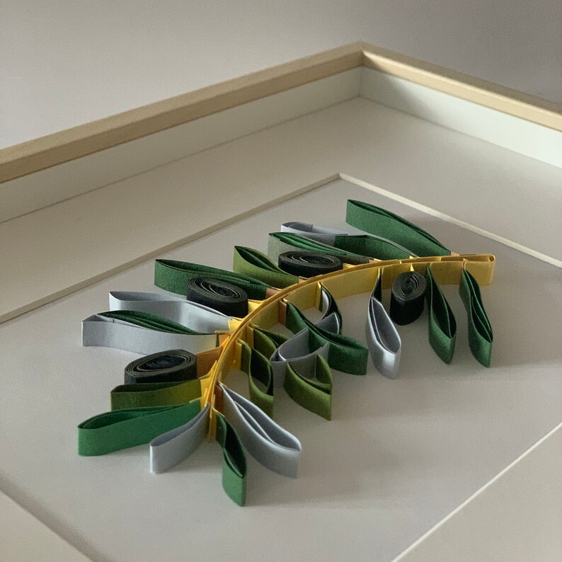 Paper Quilled Art Olive Branch Framed 3d Paper Art Shadow Etsy