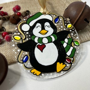 Hand Painted Penguin Ornament. Christmas Penguin. Christmas Decor. Gift Idea.