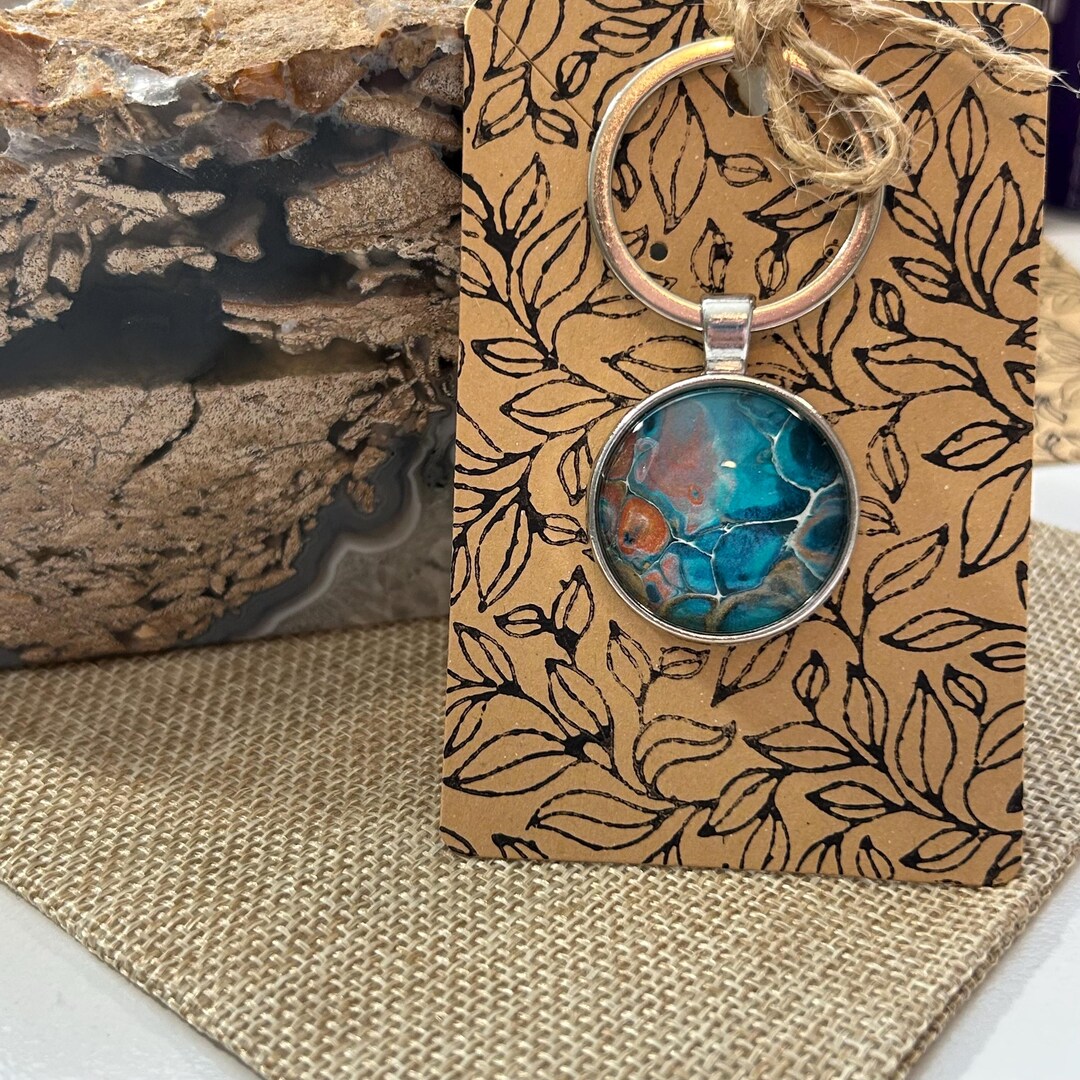 Handmade Fluid Art Keychain: Abstract Painted Key Charm - Etsy