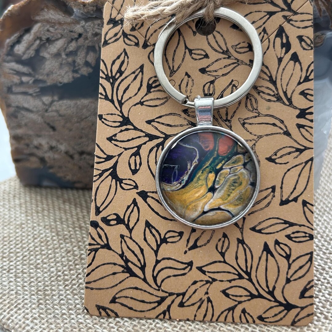 Handmade Fluid Art Keychain: Abstract Painted Key Charm - Etsy