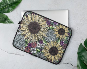 Sunflowers and Succulents Laptop Sleeve