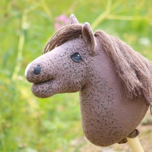 Hobbyhorse brown fleabitten pony, with or without bridle