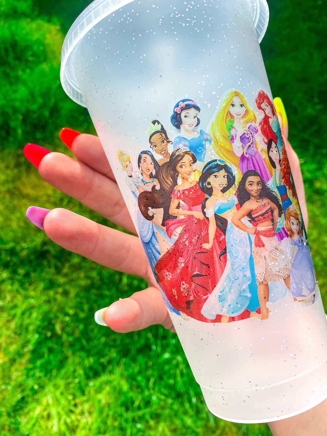 Disney princesses reusable cup glitter cup disney inspired Etsy