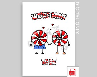 We're Mint To Be Valentine's Day Card - Cheesy Pun Love (Digital Download)
