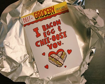 Bodega Bae's. - Greeting Card, Valentine's Day, Vday, Valentines, bacon egg and cheese, funny, NY Cards, Humor, Deli Sandwich, New York Card