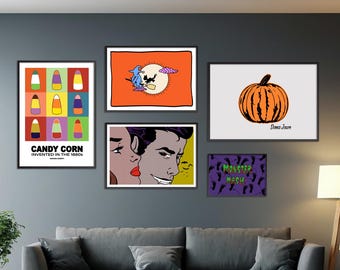 Halloween Pop Art Prints, Spooky Home Decor Gallery Wall (Digital Download)