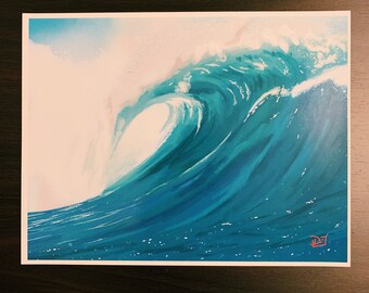 Ocean Wave Art Print, Glossy Paper (11x8.5)