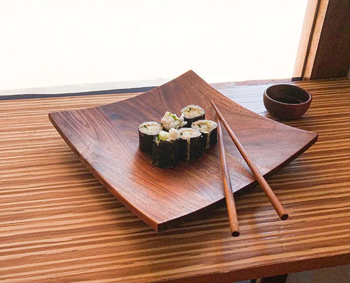 SUSHI PLATE Handmade Wooden Sushi Plates Etsy