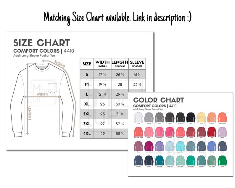 comfort colors tee size chart