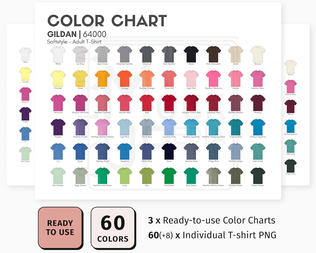 Gildan 64000 Adult Tshirt Color Chart Gildan 64000 Softstyle Unisex Tshirt Color Chart