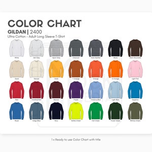 Gildan 2400 Adult Long Sleeve T-Shirt Color Chart Gildan 2400 Ultra Cotton Long Sleeve T-Shirt Color Chart Digital Color Chart PNG image 2