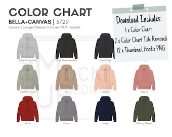Bella Canvas 3729 Adult Pullover Hoodie Color Chart Bellacanvas 3729 Color Chart Digital Color Chart PNG Etsy