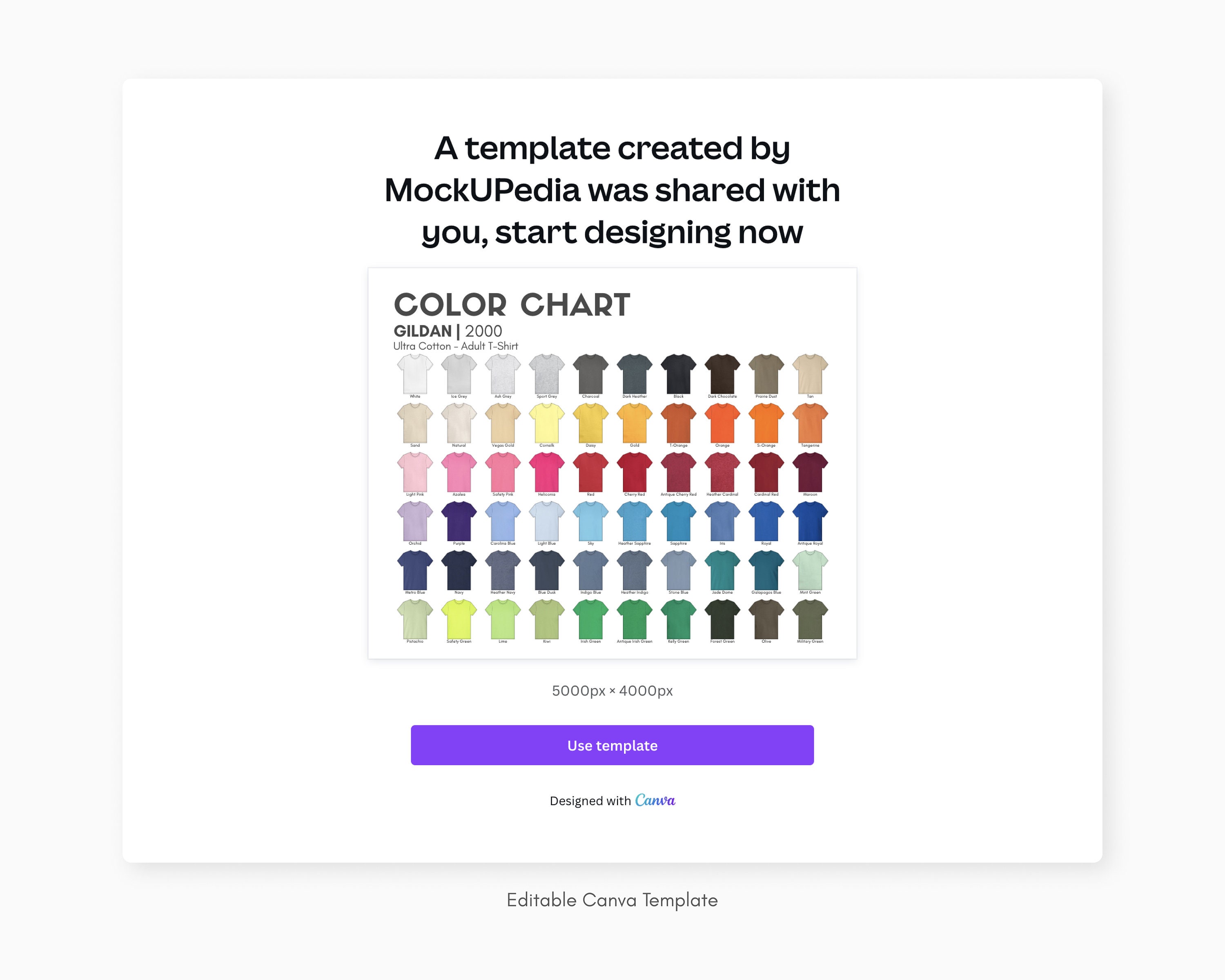 Gildan 2000 EDITABLE Canva Color Chart Gildan 2000 Ultra Cotton Gildan 2000 Editable Canva Color Chart Gildan 2000 Ultra Cotton