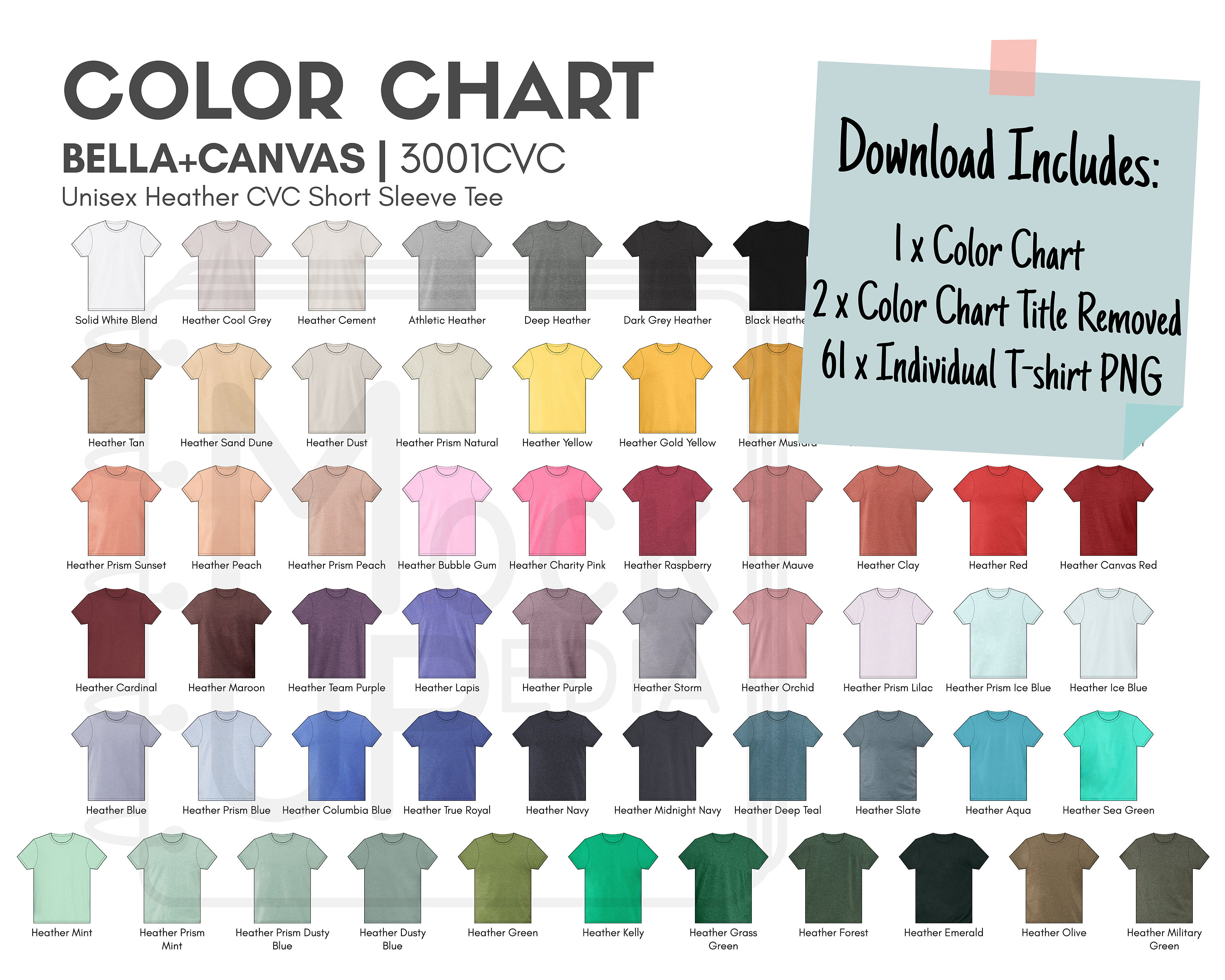 Free 6131 Bella Canvas 3001cvc Color Chart Free Yellowimages Mockups ...