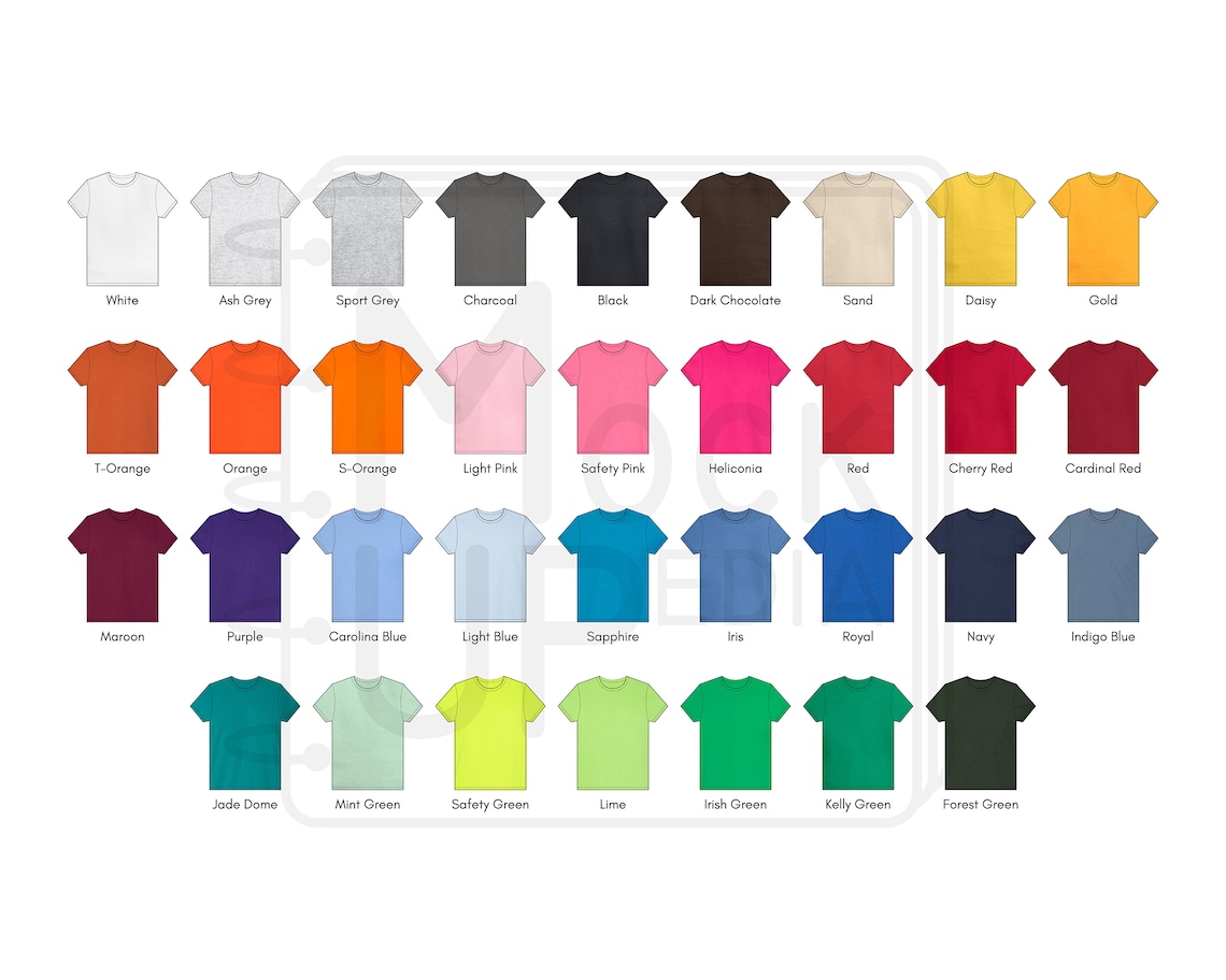 Gildan Tshirt Color Chart