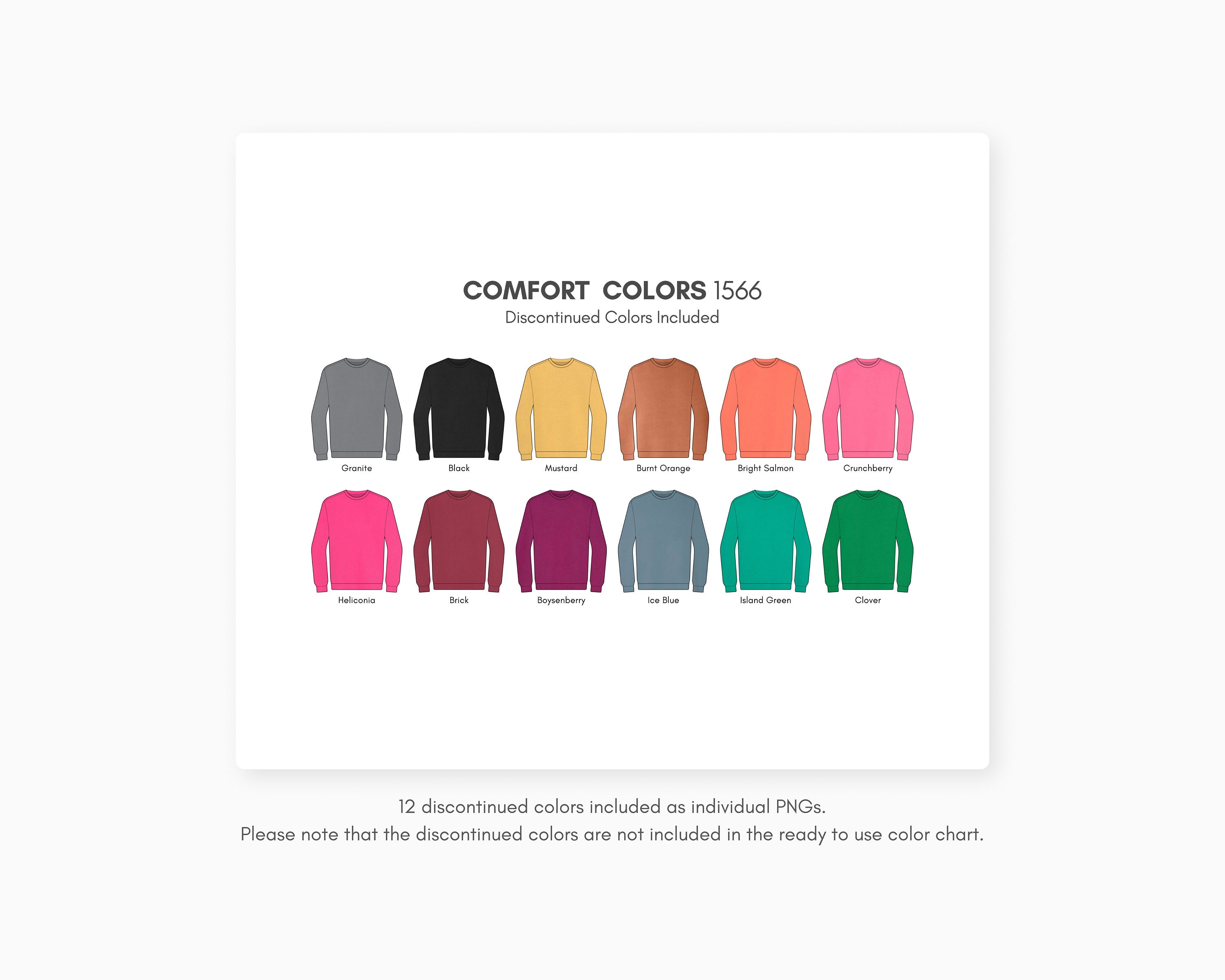 Comfort Colors 1566 Adult Crewneck Sweatshirt Color Chart Comfort