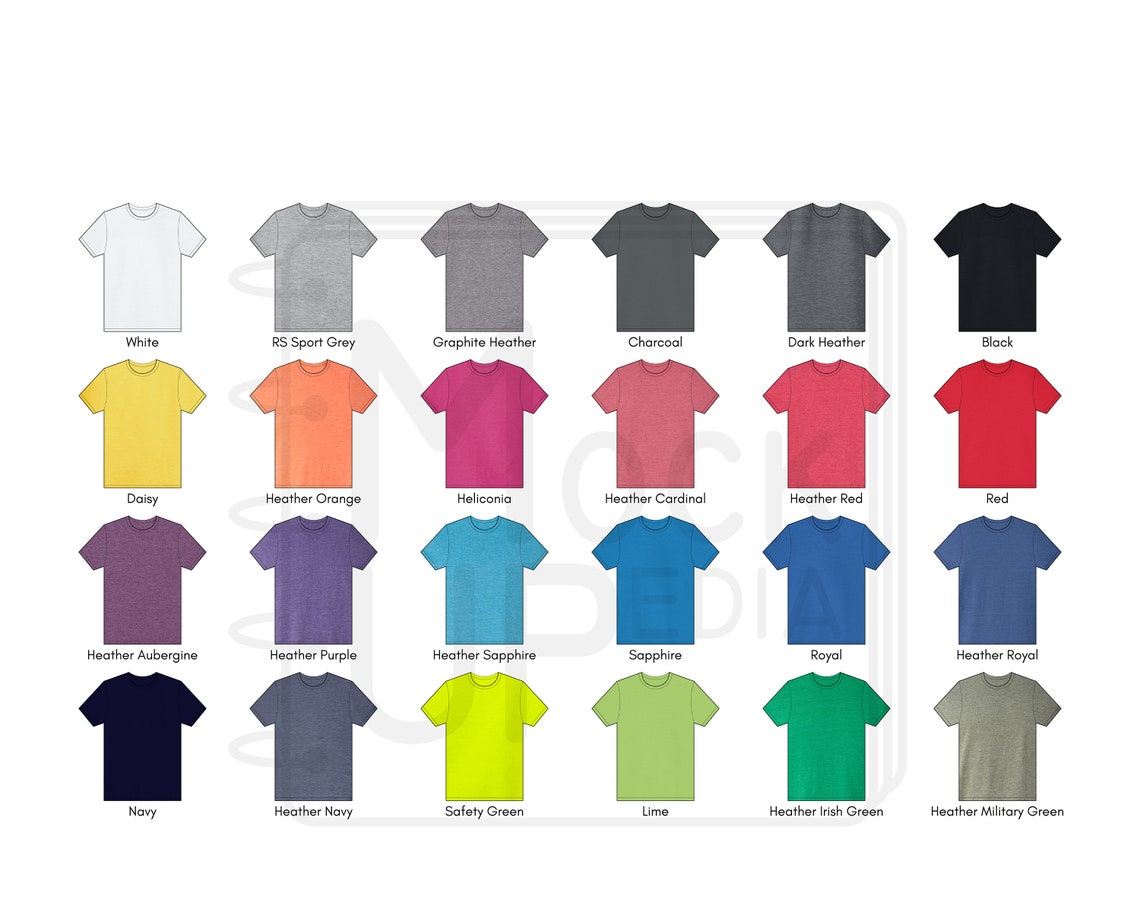 Gildan 64500B Youth Tshirt Color Chart Gildan 64500B Softstyle Youth Tshirt Color Chart