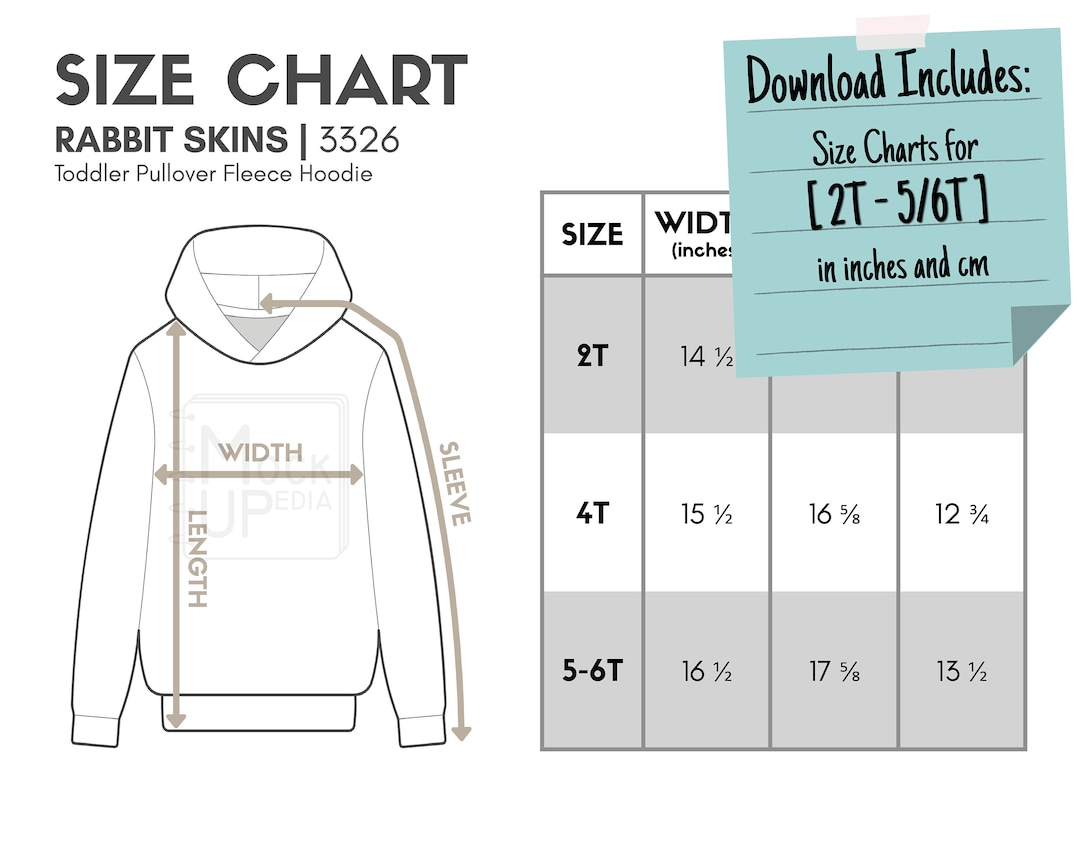 Rabbit Skins 3326 Toddler Pullover Fleece Hoodie Size Chart