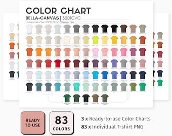 Bella Canvas 3001CVC Adult T-Shirt Color Chart | Bella+Canvas 3001 CVC Unisex Heather CVC Short Sleeve Tee Color Chart | Digital | PNG