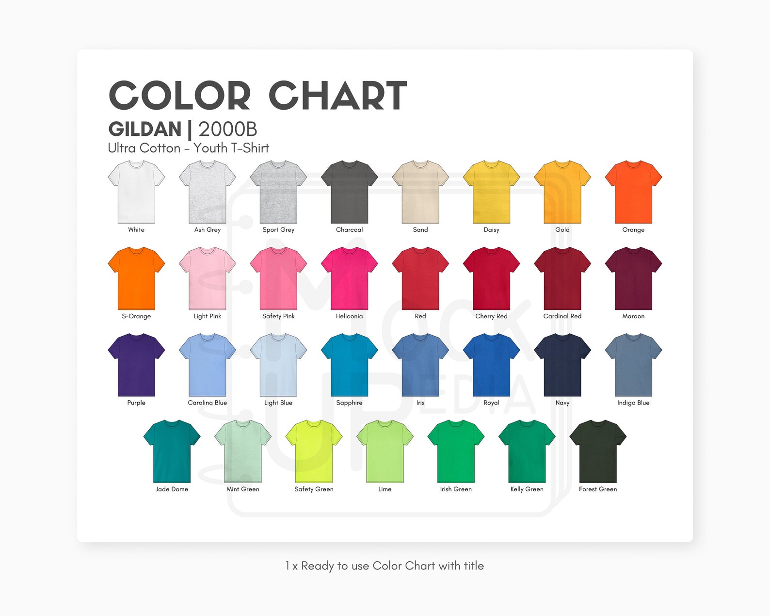 Gildan 2000B Youth Tshirt Color Chart Gildan 2000B Ultra Cotton Youth Tshirt Color Chart