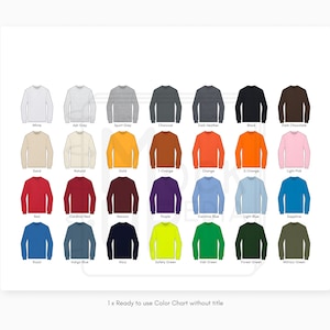 Gildan 2400 Adult Long Sleeve T-Shirt Color Chart Gildan 2400 Ultra Cotton Long Sleeve T-Shirt Color Chart Digital Color Chart PNG image 3