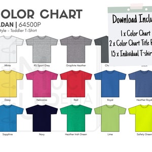 Gildan 64500P Toddler T-Shirt Color Chart | Gildan 64500P Softstyle Toddler T-Shirt Color Chart | Digital Color Chart | PNG