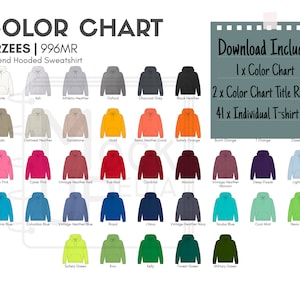 Jerzees 996MR Adult Hooded Sweatshirt Color Chart | Jerzees 996MR NuBlend Hooded Sweatshirt Color Chart | Digital Color Chart | PNG