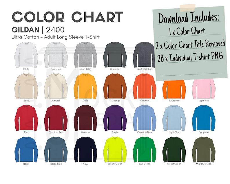 Gildan Color Chart For T Shirts