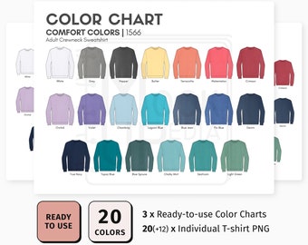 Comfort Colors 1566 Adult Crewneck Sweatshirt Color Chart | Comfort Colors 1566 Color Chart | Digital Color Chart | PNG