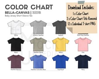 Bella Canvas 3001B Baby T-Shirt Color Chart | Bella+Canvas 3001B Baby Jersey Short Sleeve Tee Color Chart | Digital Color Chart | PNG