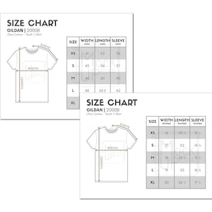 Gildan 2000B Youth T-shirt Size Chart inches/cm Digital - Etsy