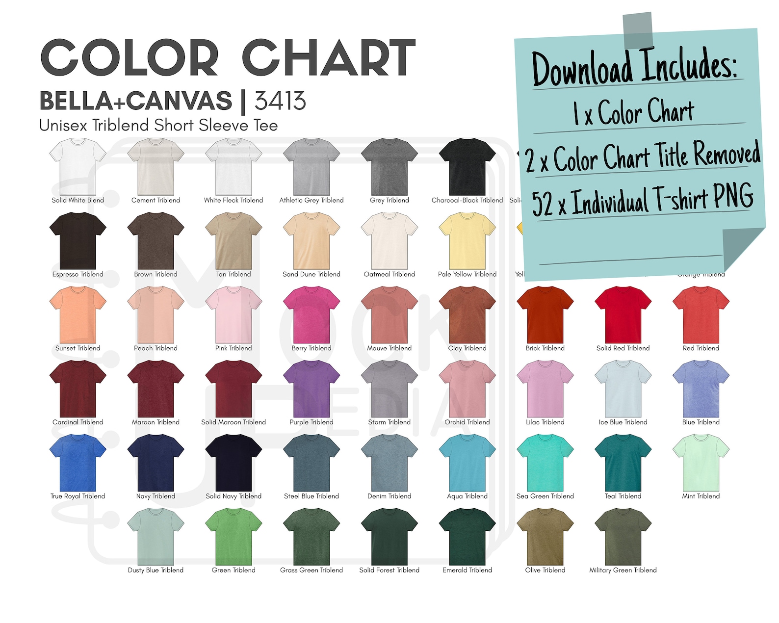 Bella Canvas 3413 Adult Tshirt Color Chart Bellacanvas 3413 Unisex