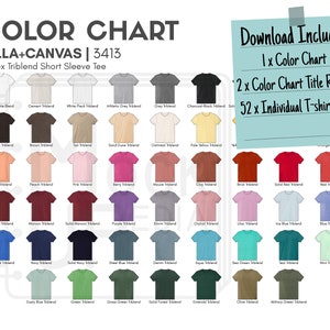 Bella Canvas 3413 Adult T-shirt Color Chart Bellacanvas 3413 Unisex ...