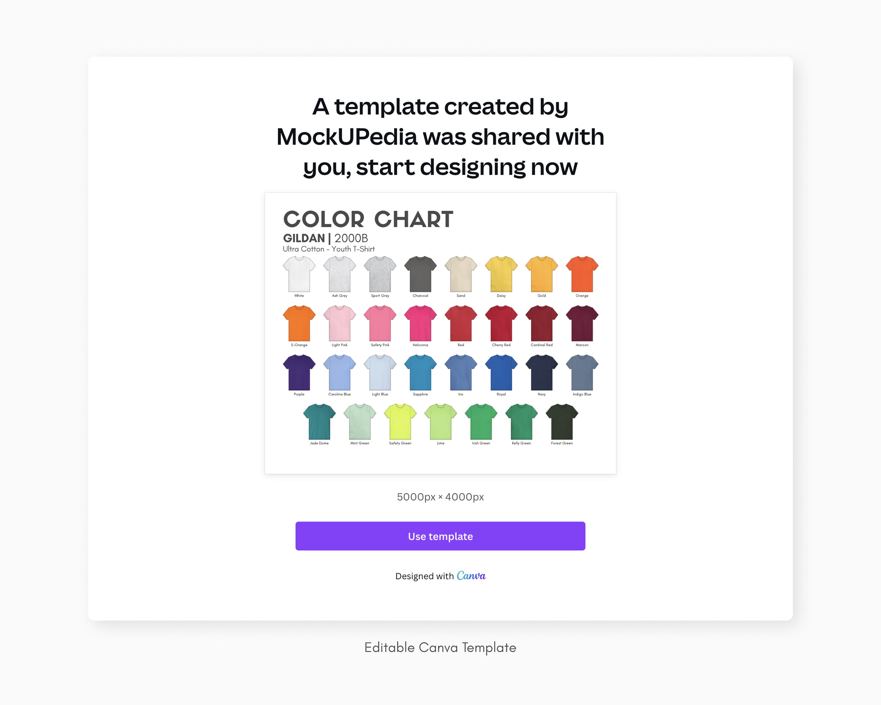 Gildan 2000B EDITABLE Canva Color Chart Gildan 2000B Ultra Cotton Youth Gildan 2000b Editable Canva Color Chart Gildan 2000b Ultra Cotton Youth