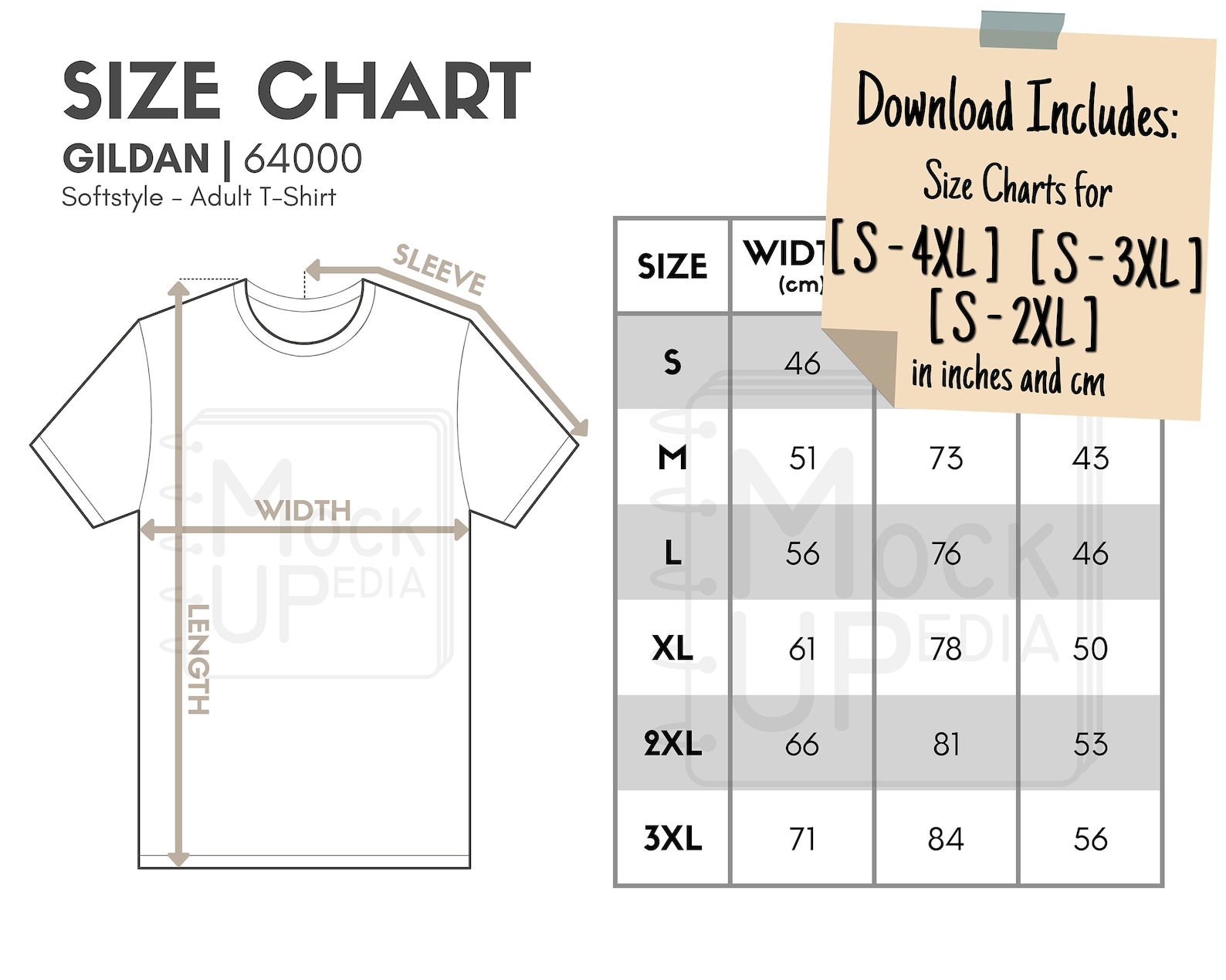 Gildan Adult Size Chart