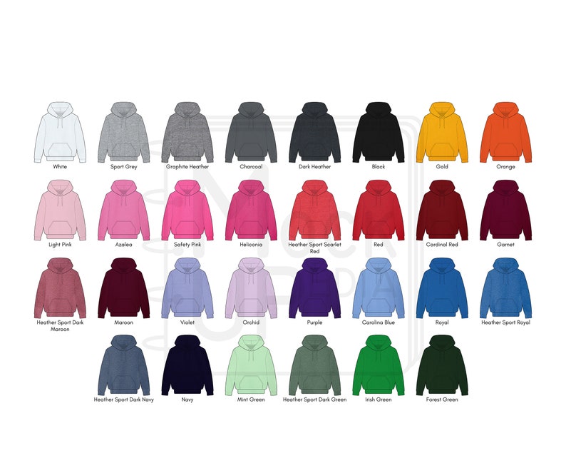 Gildan Sweatshirt Color Chart