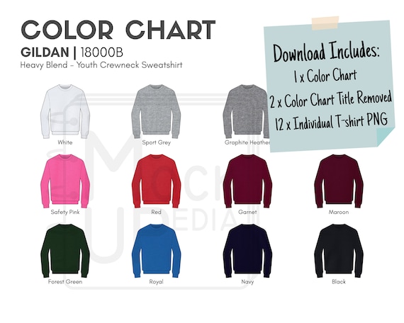 gildan youth crewneck size chart