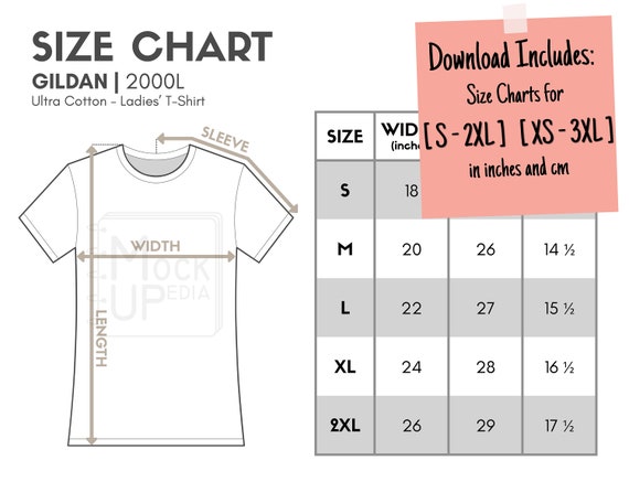 Anvil 880 Size Chart Mock Up Ladies Women's T-Shirt Short Sleeve S-2XL ...