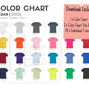 Gildan 2000L Ladies T-Shirt Color Chart | Gildan 2000L Ultra Cotton Ladies&#39; T-Shirt Color Chart | Digital Color Chart | PNG