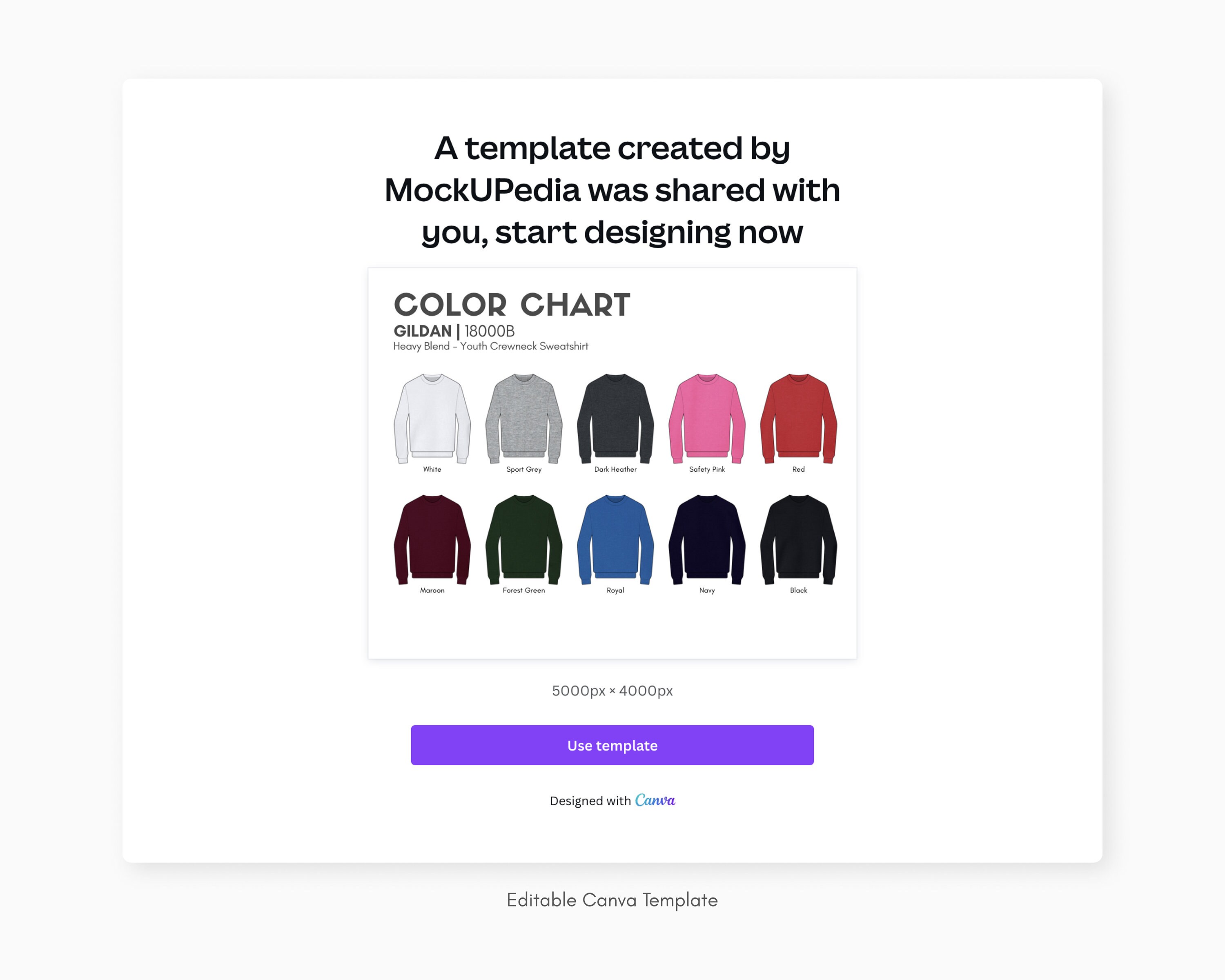 Gildan 18000B EDITABLE Canva Color Chart Gildan 18000B Heavy Blend Gildan 18000b Editable Canva Color Chart Gildan 18000b Heavy Blend