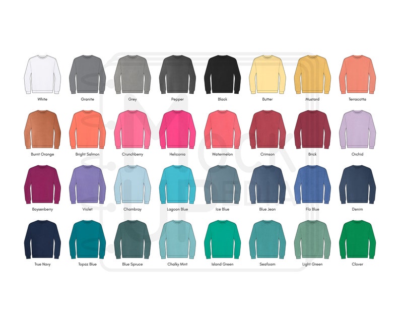 Comfort Colors Sweatshirt Color Chart
