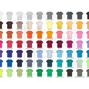 Gildan 5000 Adult T-shirt Color Chart Gildan 5000 Heavy - Etsy