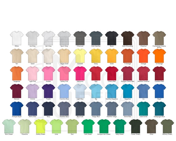 Gildan Softstyle T-shirt Color Chart, Digital Download, PNG File ...