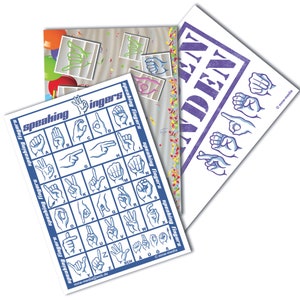 Postkarten / Grußkarten "Fingeralphabet, Happy Birthday, Reden" 3 Stück