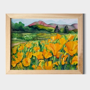 Santa Barbara Botanic Garden Meadow Watercolor Fine Art Giclee Print